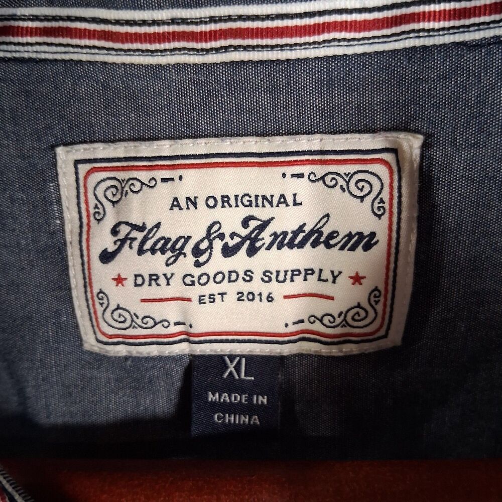 Flag & Anthem Men's XL Long Sleeve Button Up Shirt Blue & Gray Plaid Casual - Picture 3 of 8